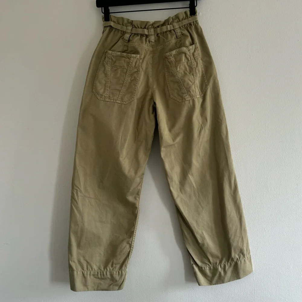 A.L.C Augusta belted paper bag waist straight cropped pants - Picture 8 of 10